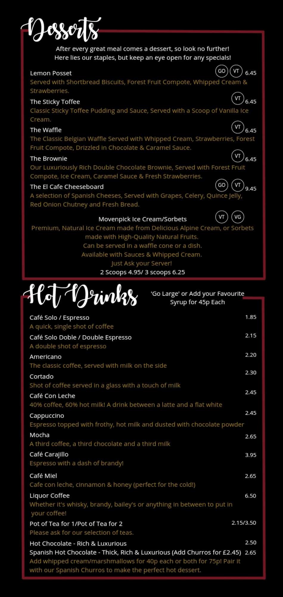 El Café Sheldon’s Wine Cellars ShipstononStour's full menu online