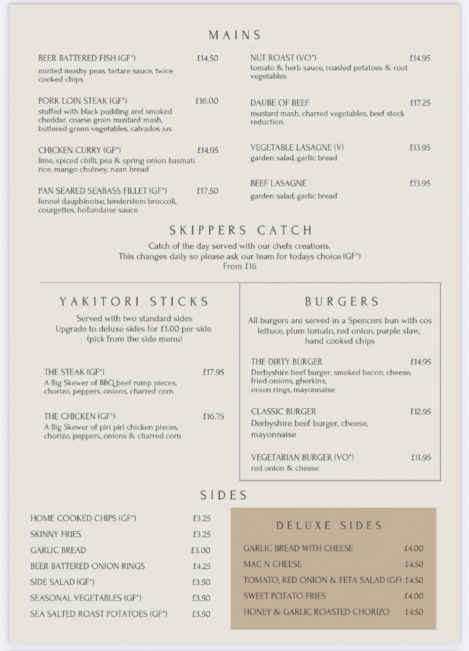 The Boars Head Hotel Ashbourne's full menu online