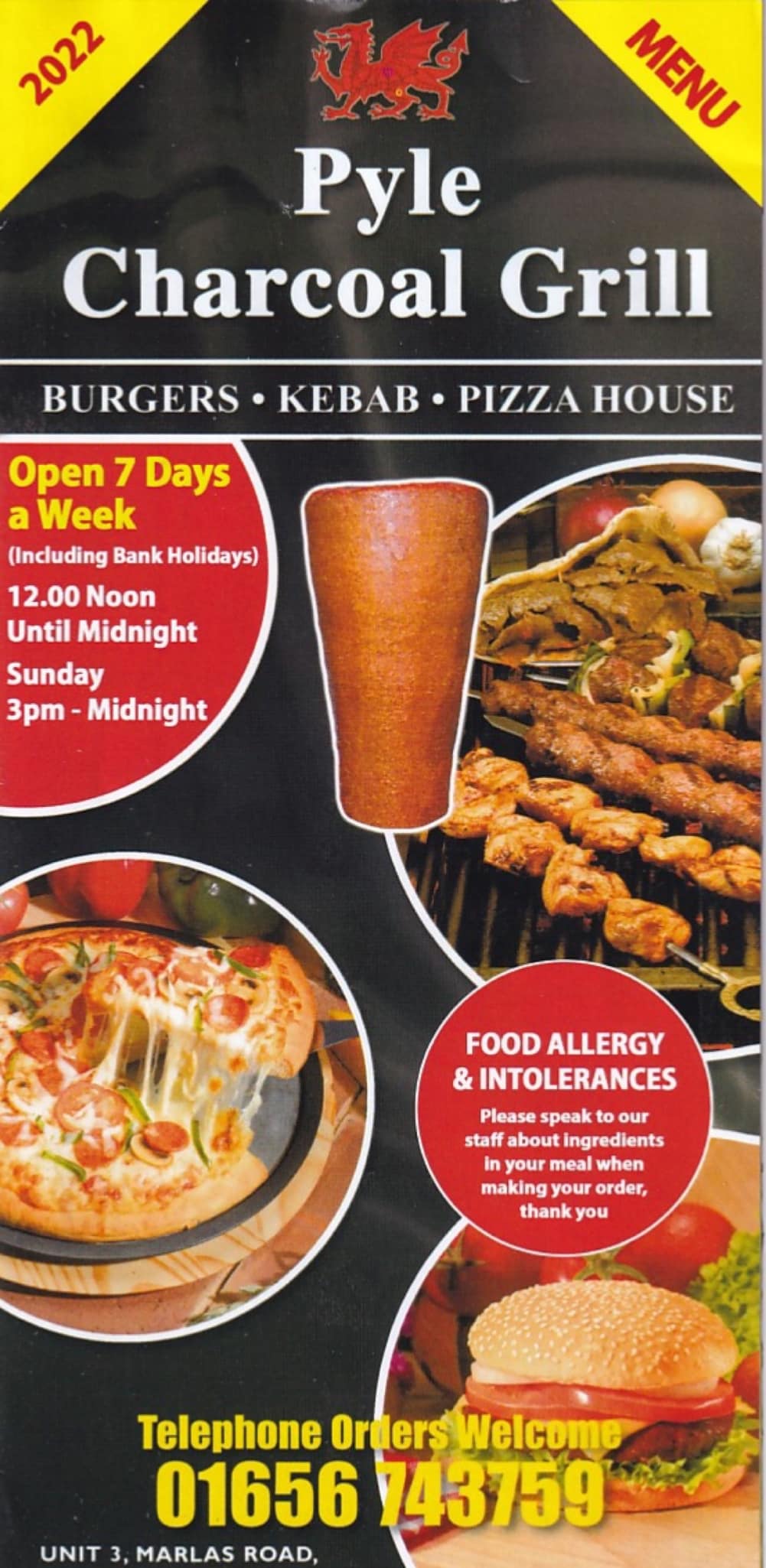 Pyle Charcoal Grill Bridgend's full menu online