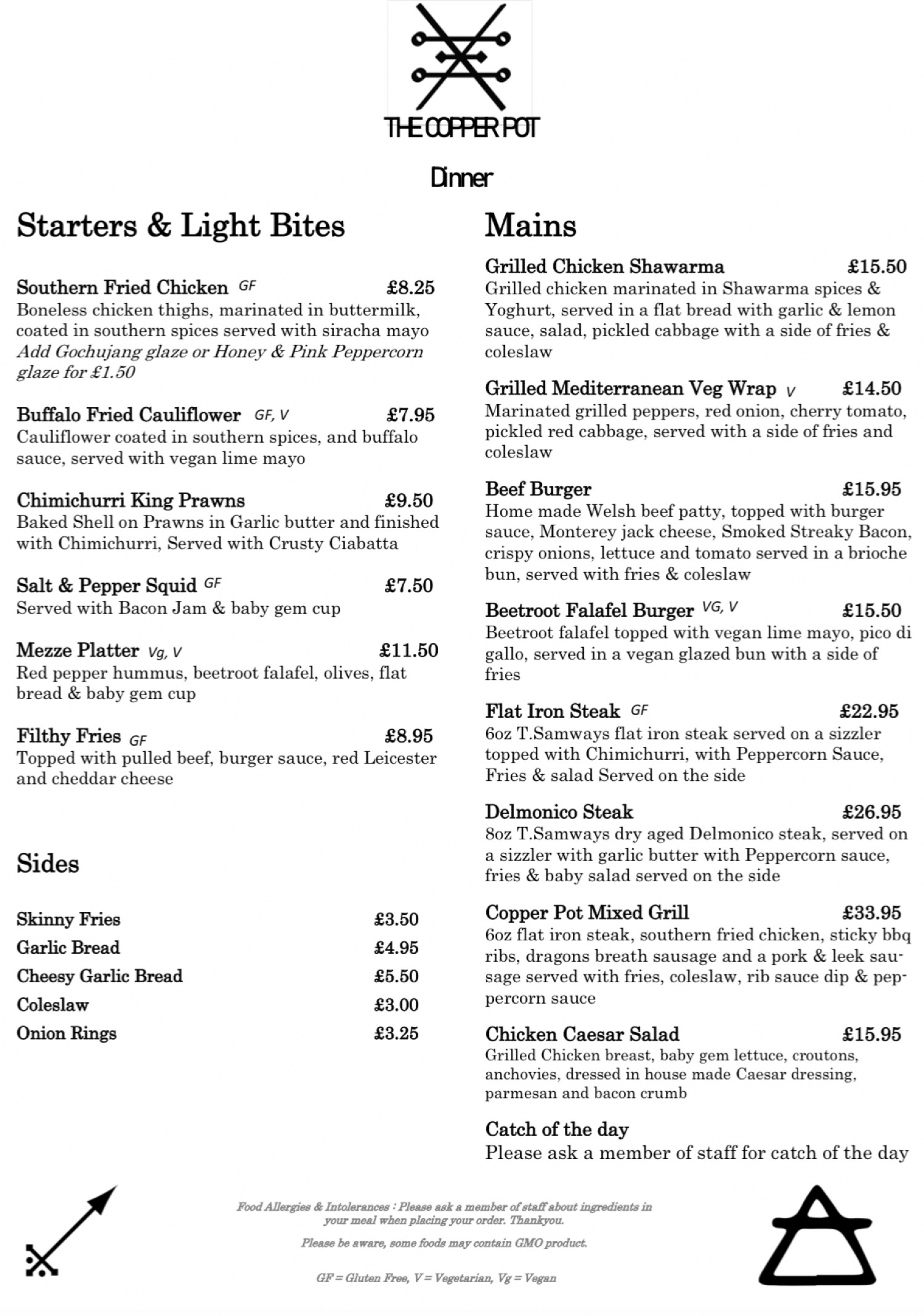 The copper pot Cardigan's full menu online