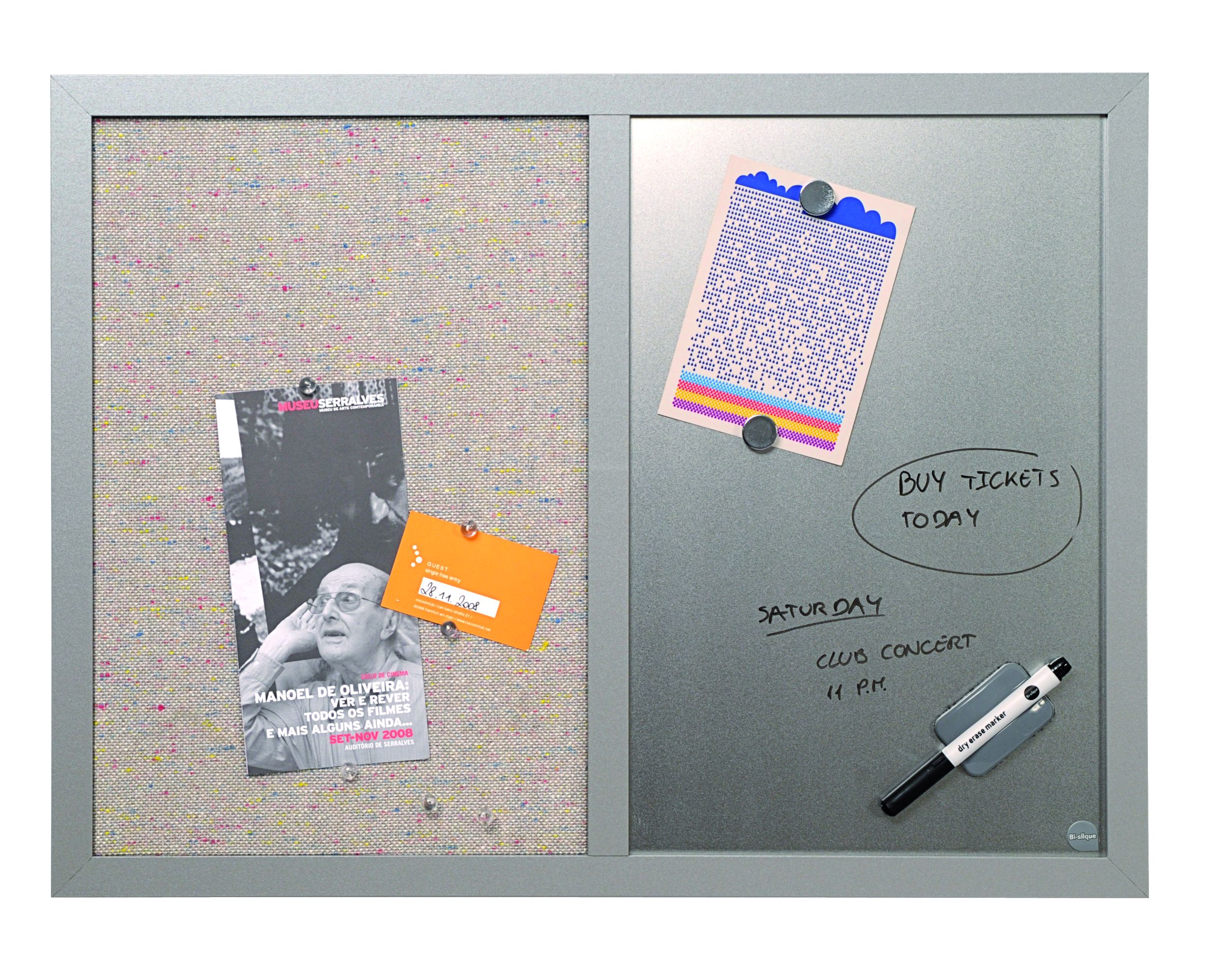Combo DryErase & Gray Fabric Bulletin Board, 18″ x 24″ Merangue