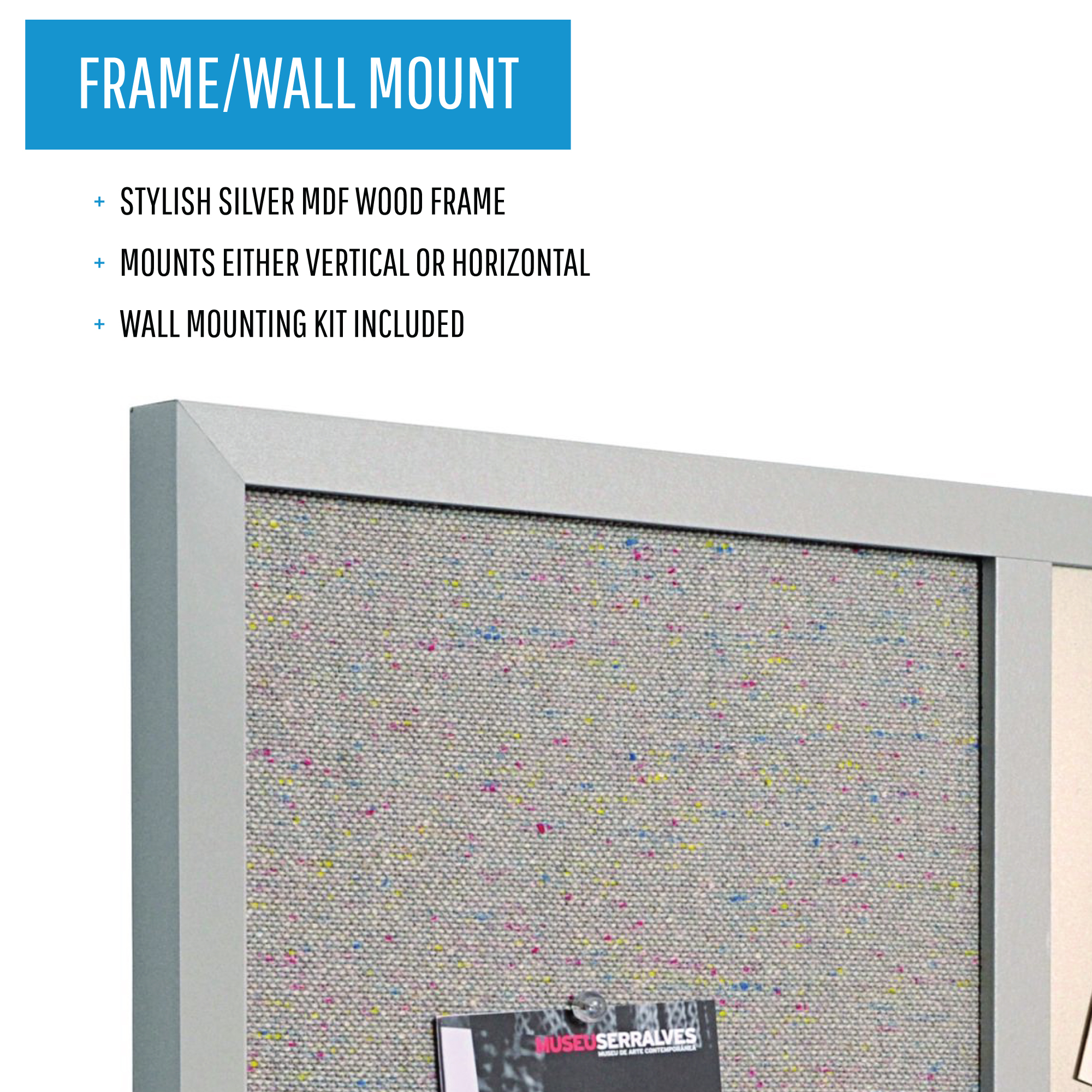 Combo DryErase & Gray Fabric Bulletin Board, 18″ x 24″ Merangue