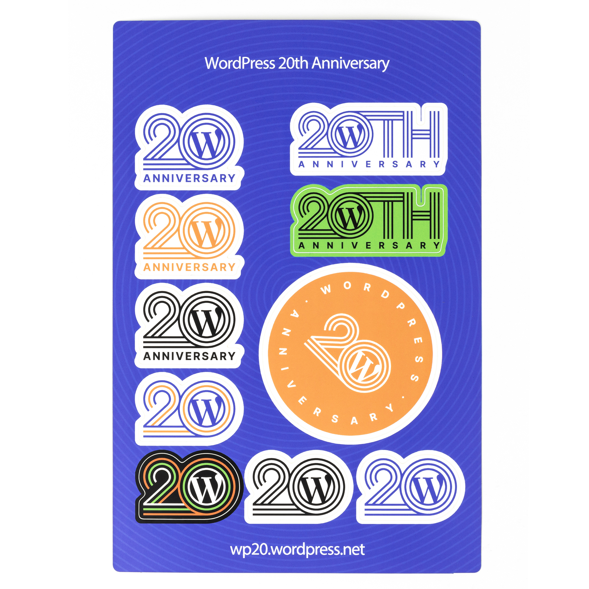 WP20 Sticker Sheet WordPress Swag Store