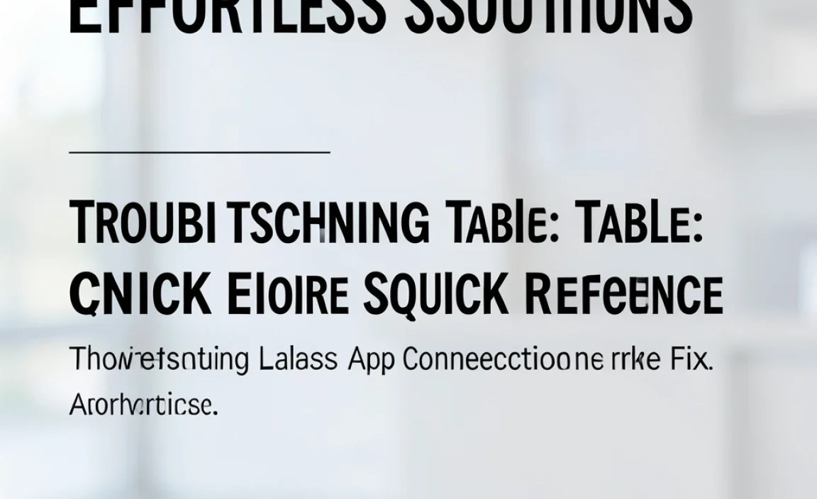 Troubleshooting Table: Quick Reference