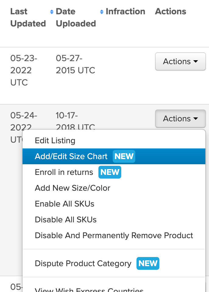 How to Use a Size Chart Wish Merchant Help Center