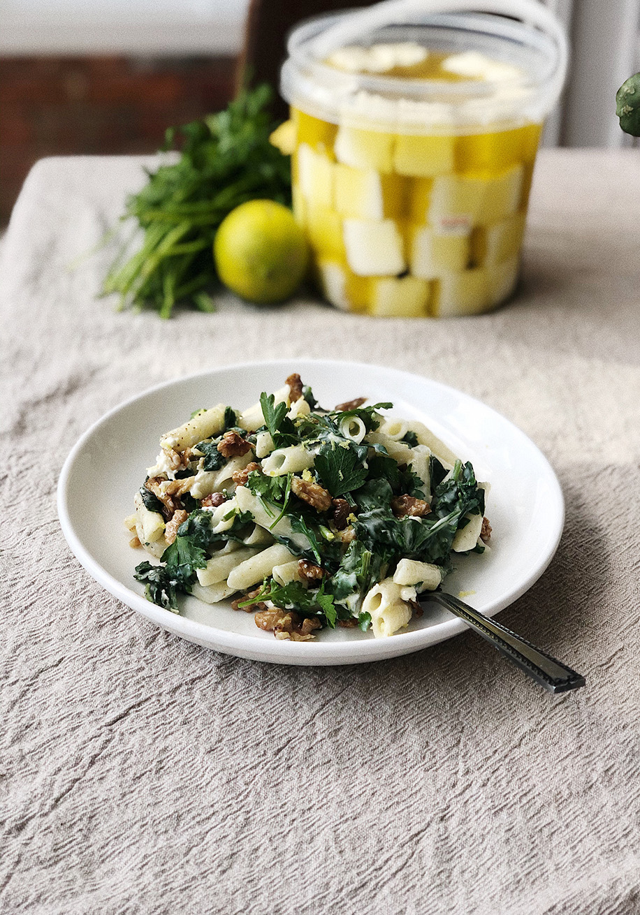 Meredith Dairy — Recipes / Lemon Pasta with Goats Cheese and Spinach