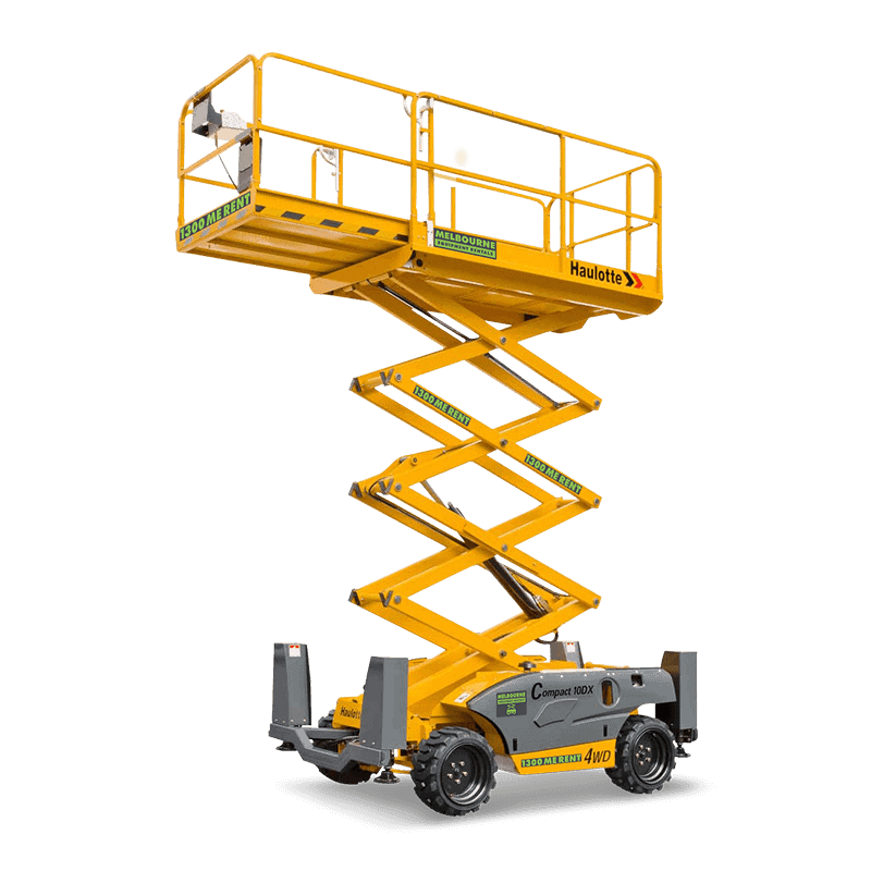 Haulotte Compact 10DX 26′ Rough Terrain Diesel Scissor For Hire