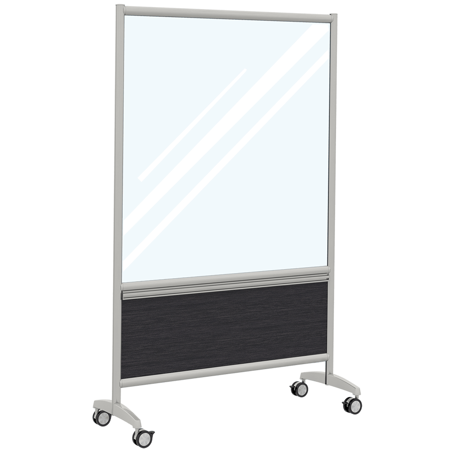Mobile Glass Board on Wheels Glass Whiteboard with Accessory Rail