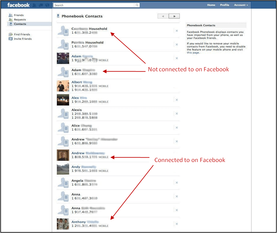 There’s an app for that! Facebook imports all your contacts from your