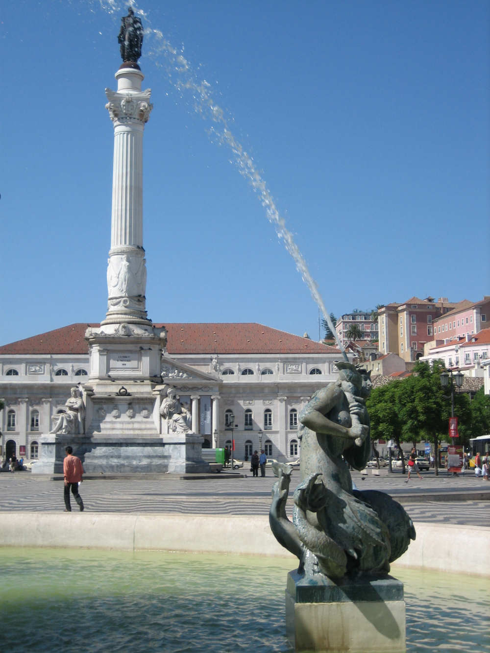 Mermaid Statues & Fountains at Rossio Square in Lisbon, Spain