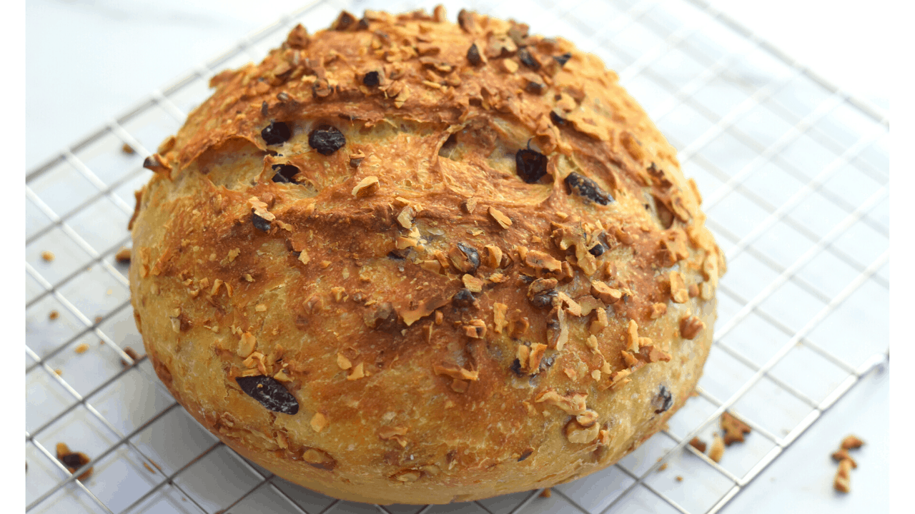 Easy No Knead Walnut Cranberry Bread Artisan cranberry walnut bread