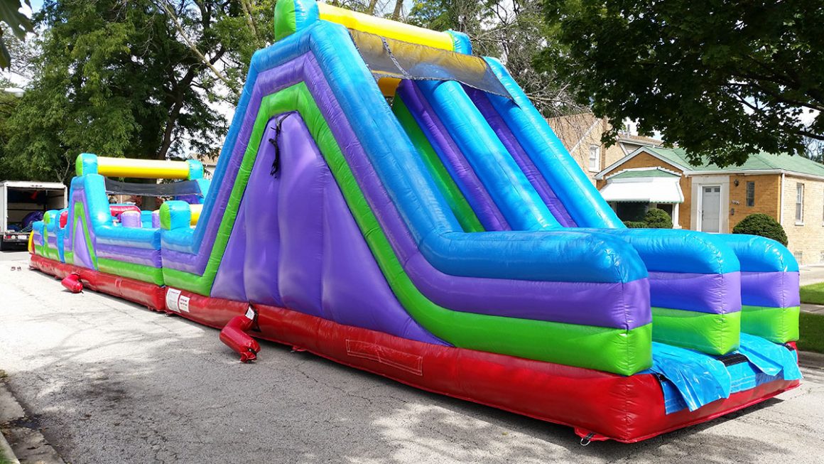 75 foot MEGA Obstacle Course Bounce House Rental, Water Slide