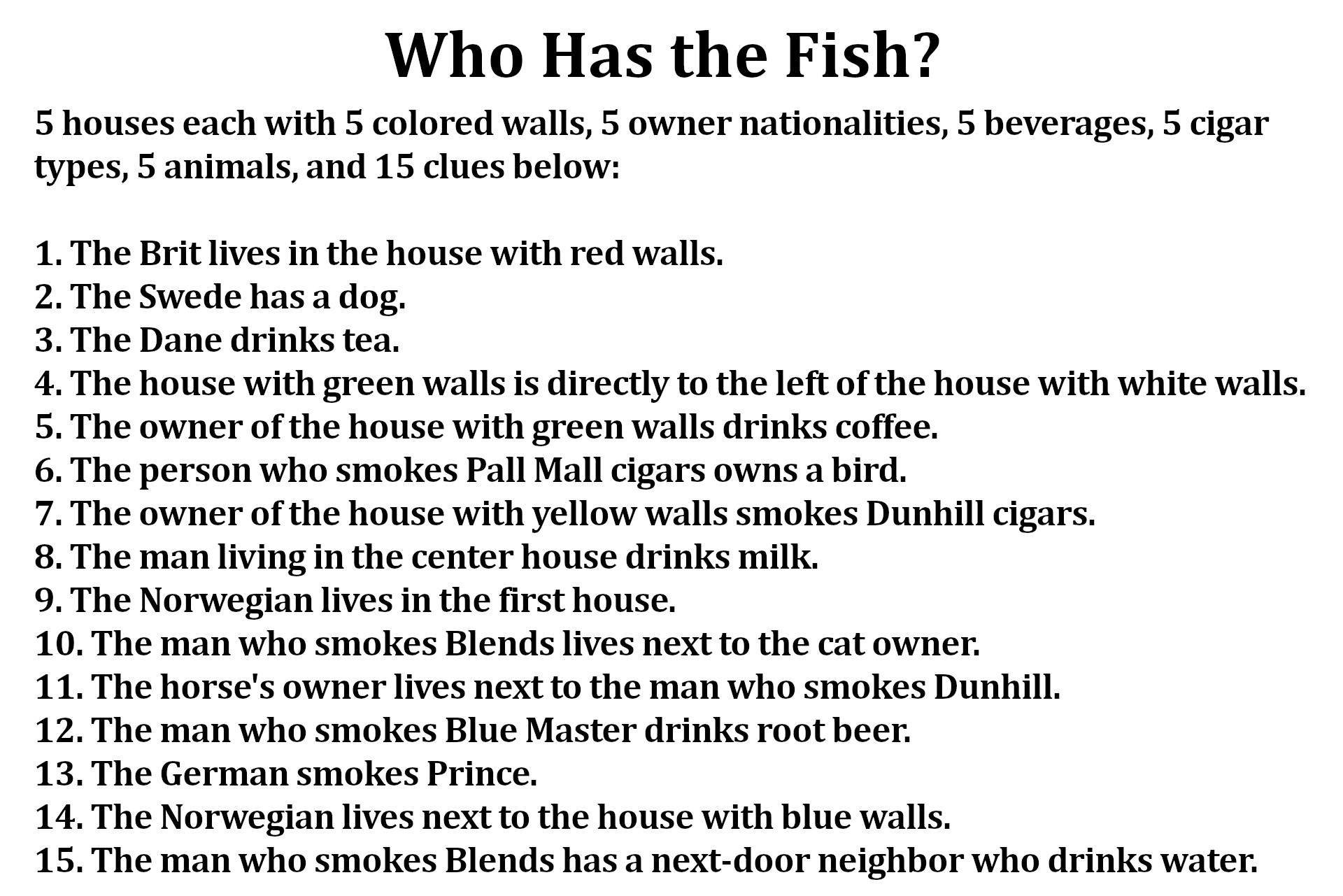 Einstein's Riddle | Puzzles | Math Easy Solutions