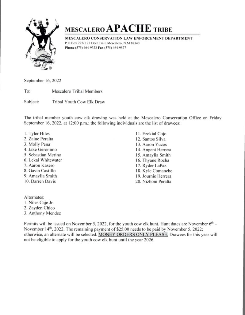 Draw Results for 2022 Hunting Season Official site of the