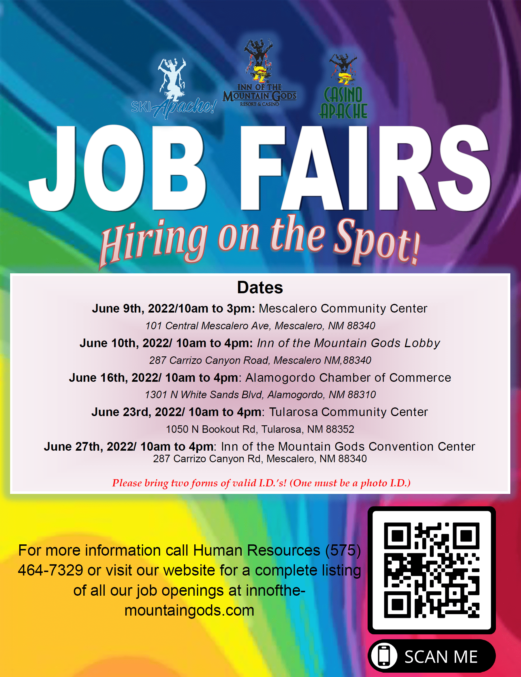 Job Fair Hiring on the Spot! Official site of the Mescalero