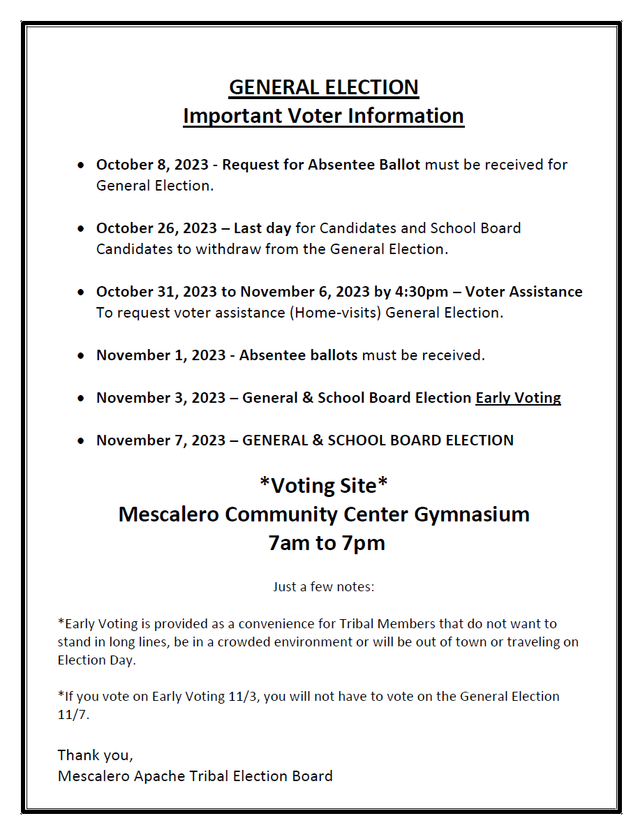 Important Voter Information Official site of the Mescalero Apache