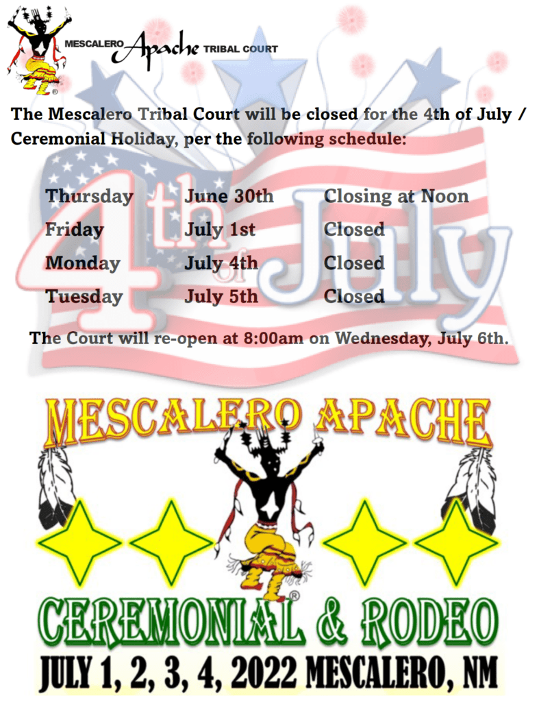 Tribal Court holiday closure Official site of the Mescalero Apache