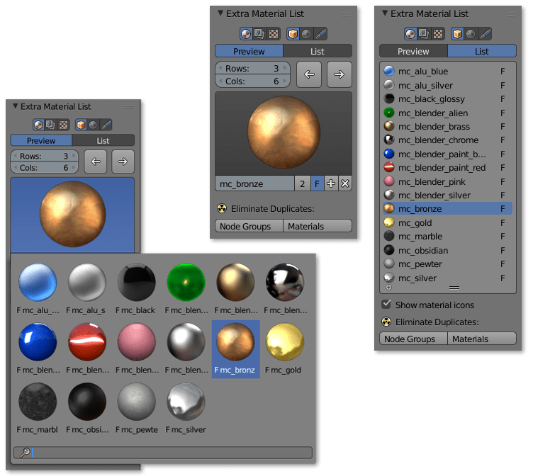 Extra Material List Blender Addon MeshLogic