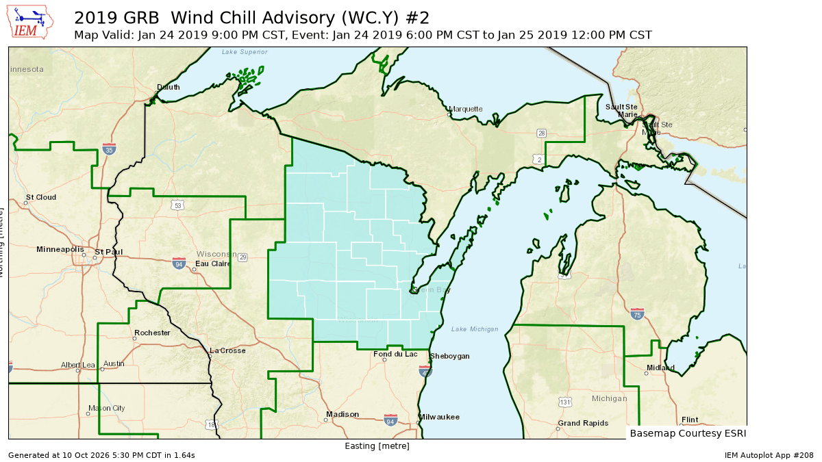 KGRB Wind Chill Advisory 2