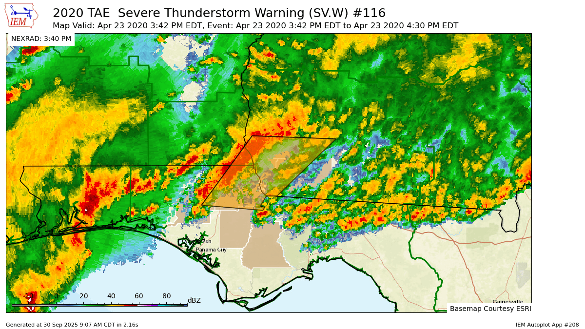 Therefore, the warning will be allowed to expire. KTAE Severe Thunderstorm Warning #116