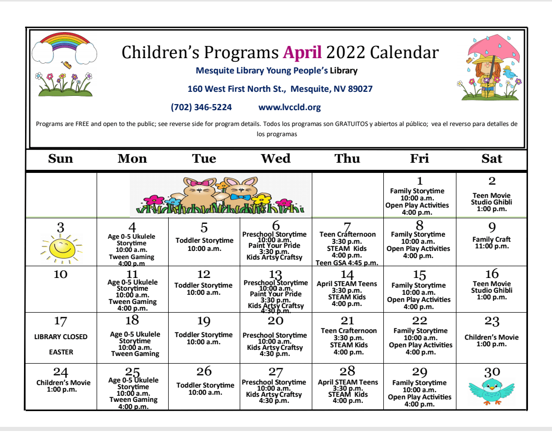 Mesquite Library April 2022 Calendars Mesquite Local News