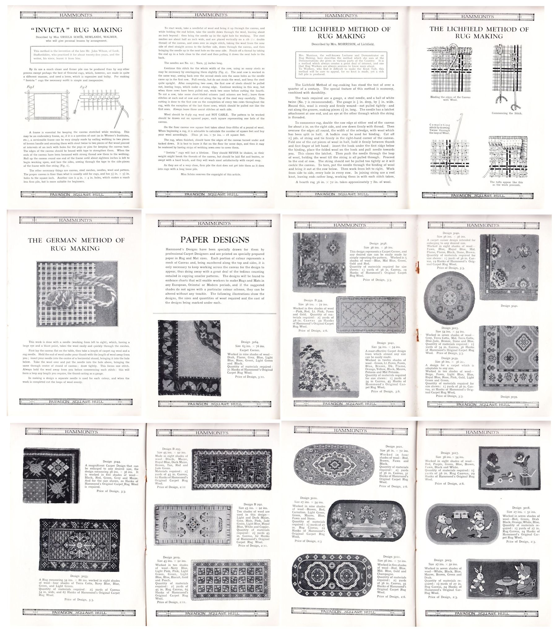 HAMMONDS OF HULL WOOLS, WITH INSTRUCTIONS FOR RUGMAKING