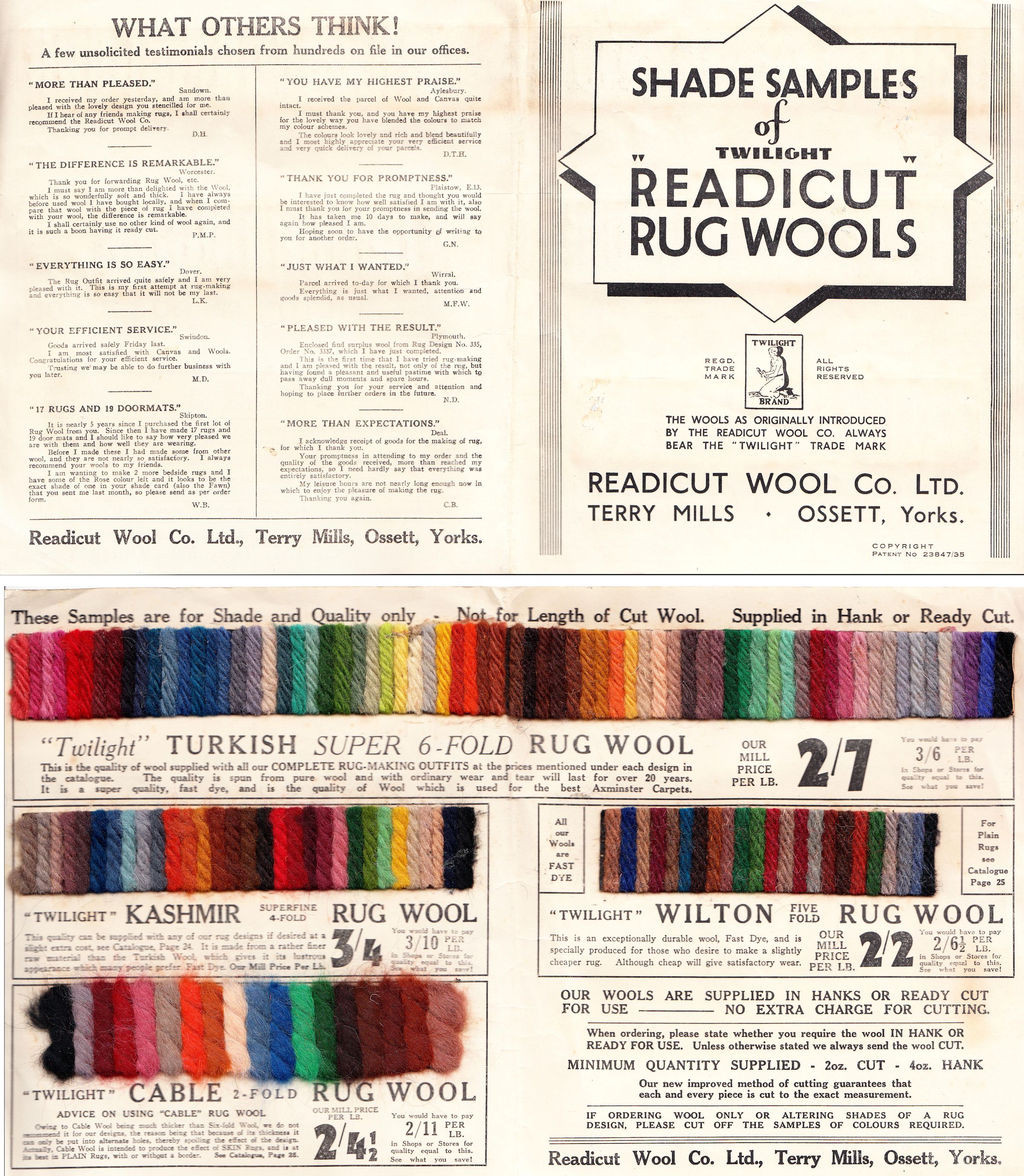 RUGMAKING SUPPLIES READICUT