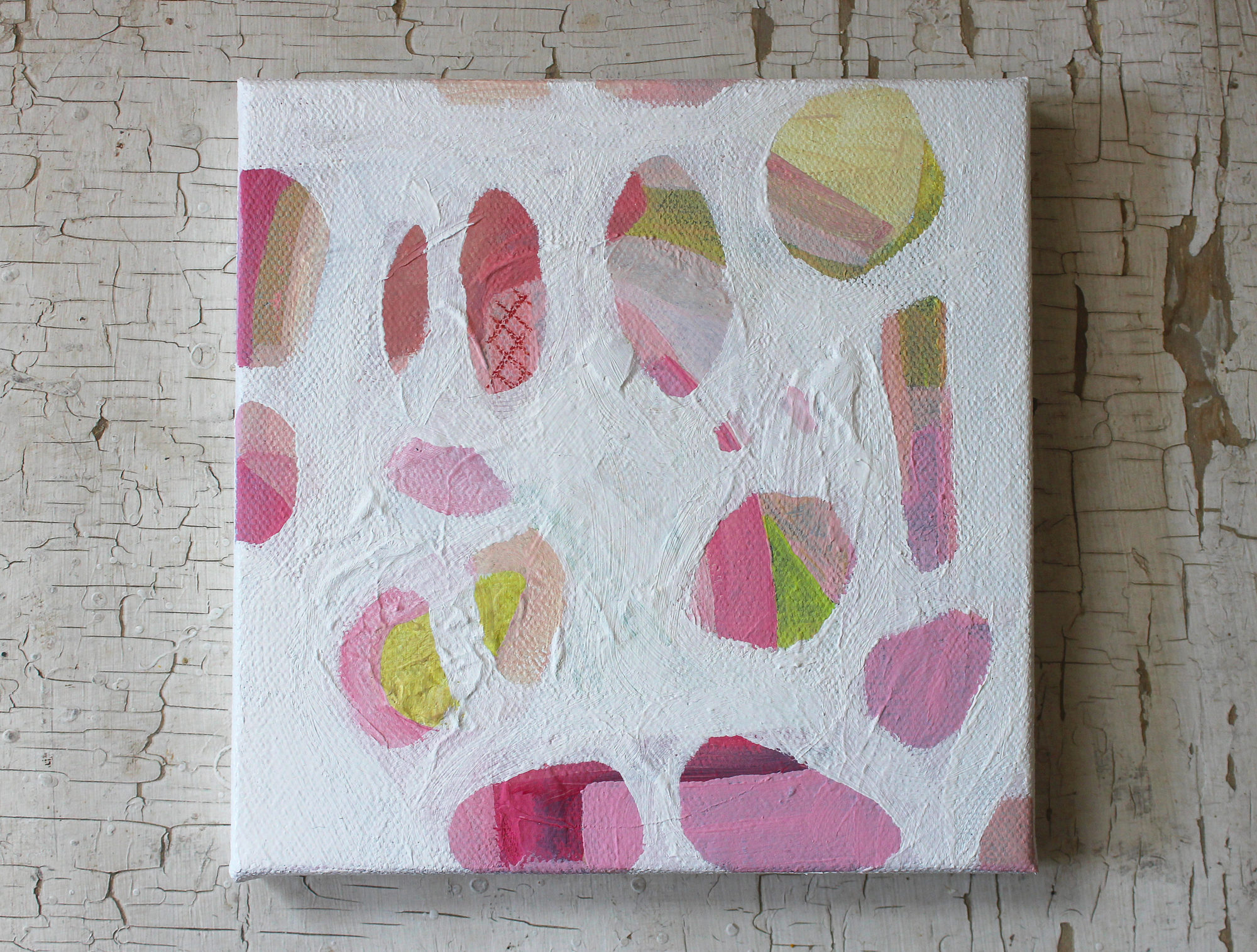 Small Abstract Art in Pink and White Messy Bed Studio
