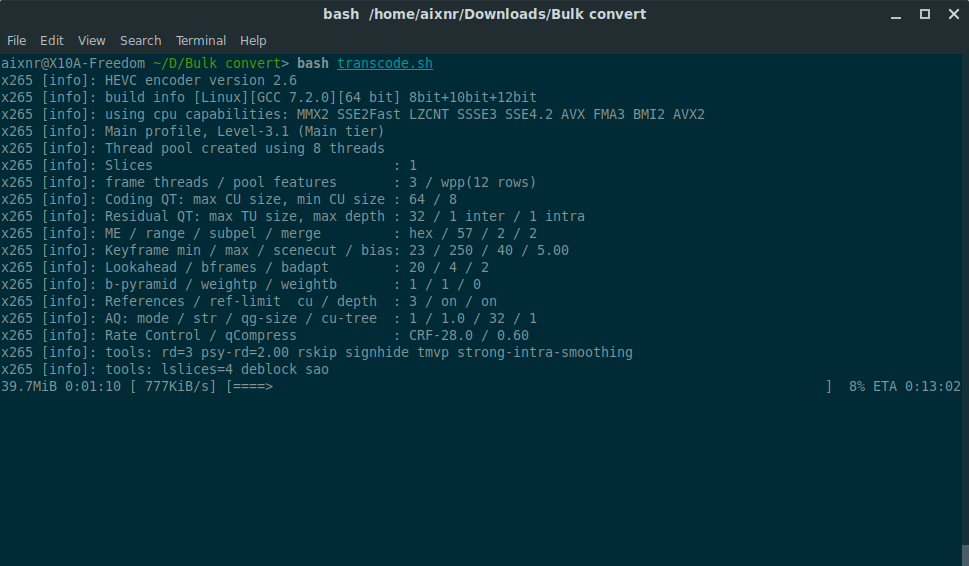 Transcoding with H.265 HEVC Caspershire Meta