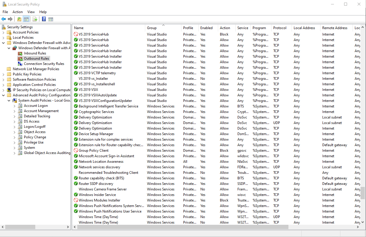 Monitoring Firewall WindowsFirewallRuleset