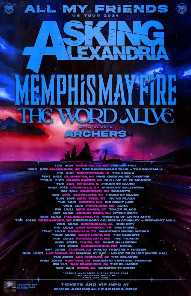 Asking Alexandria, Memphis May Fire, The Word Alive, & Archers Announce Fall U.S. Tour Metal Anarchy