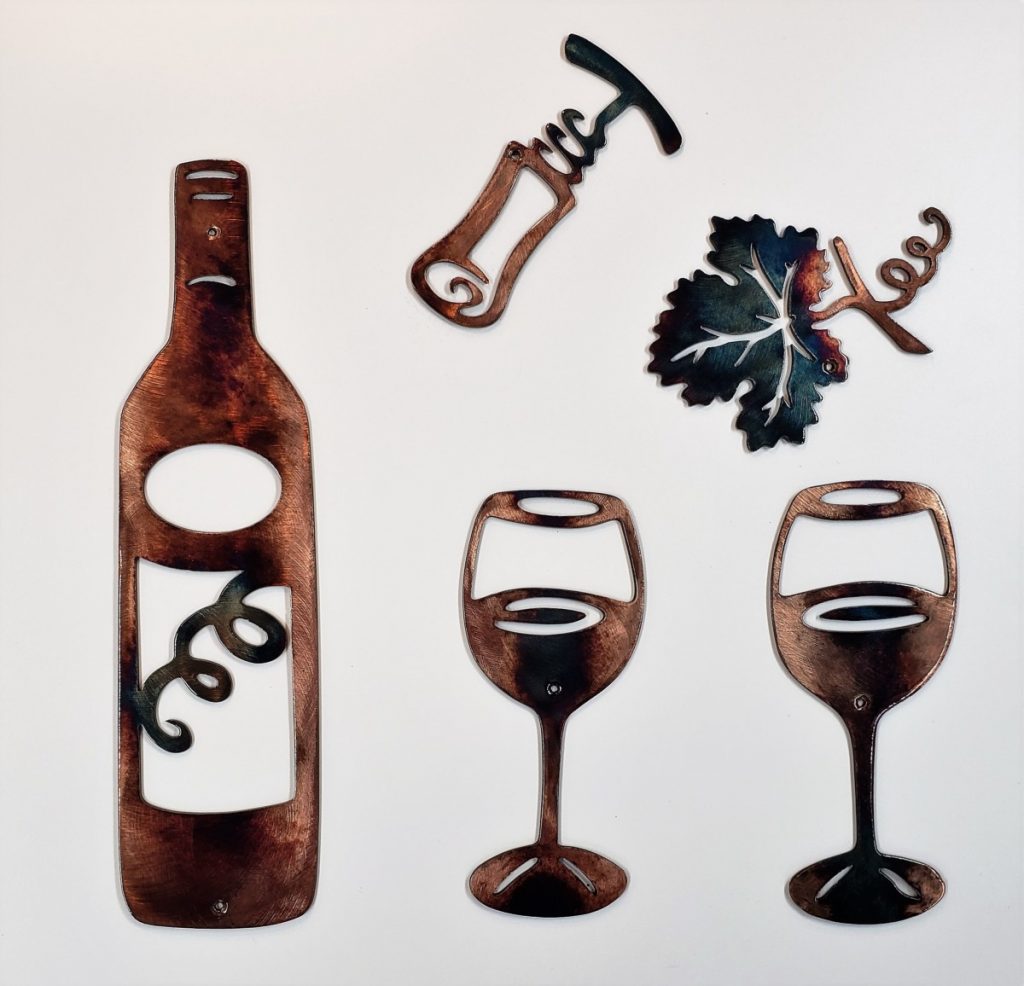 Wine Decorative Set Home Decor Metal Wall Art