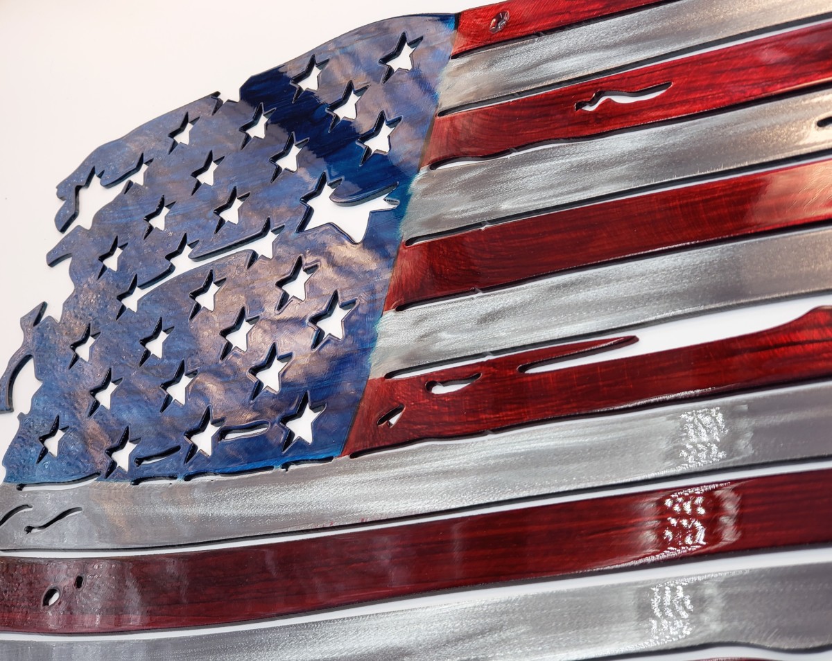 American Flag Art With Soldiers Metal Decor Studios