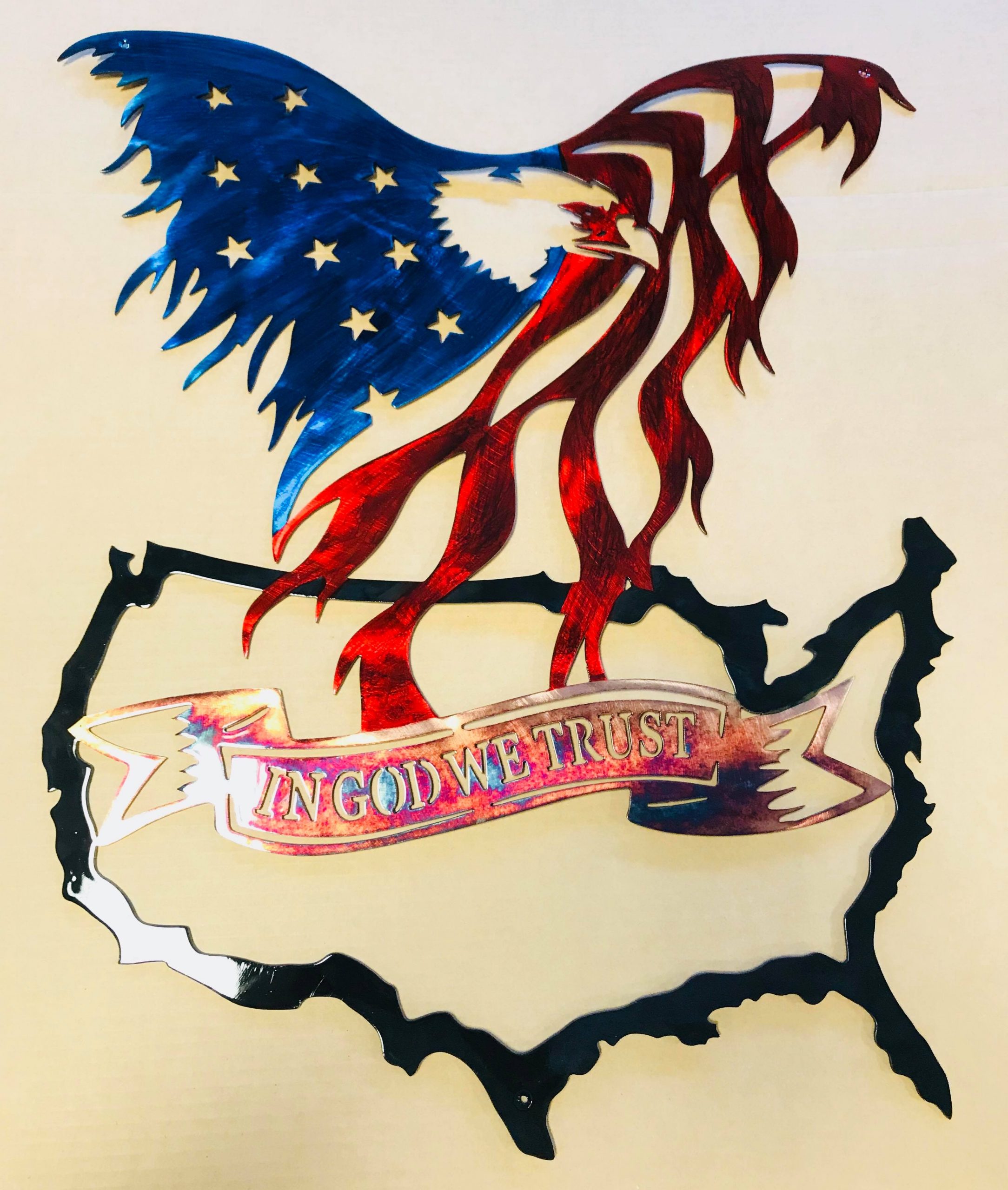 American Eagle over U.S. Metal Wall Art Metal Decor Studios