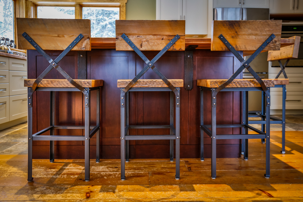 Custom Furniture in Muskoka Barn Board Bar Stools Metal Mind