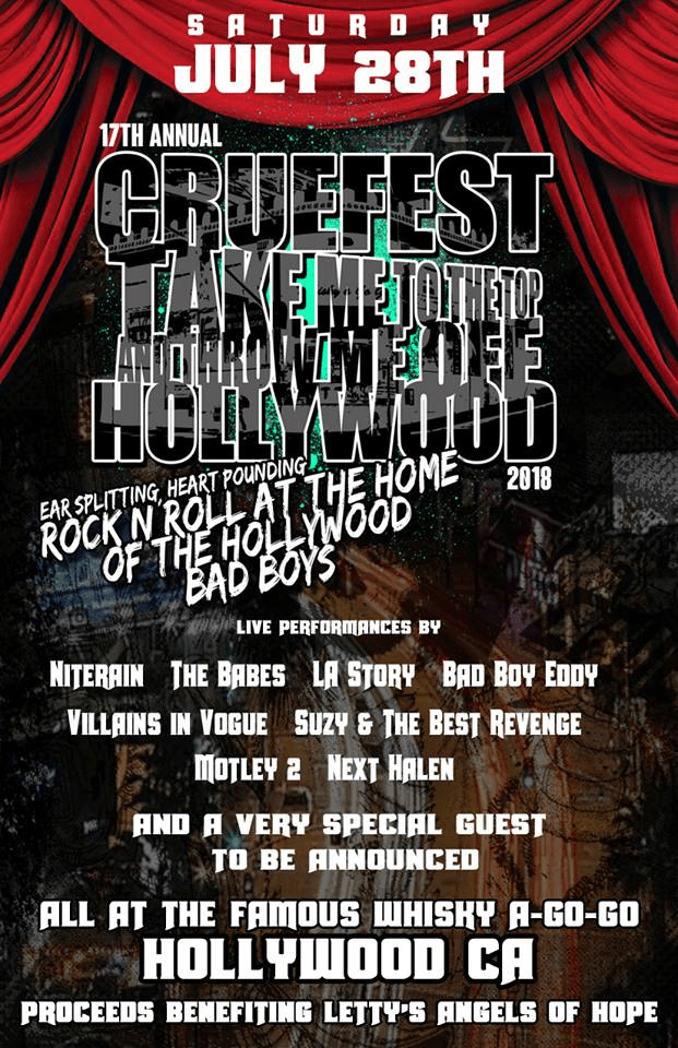 SHE’S ONLY 17 … Cruefest to celebrate 17th year at Hollywood’s famed