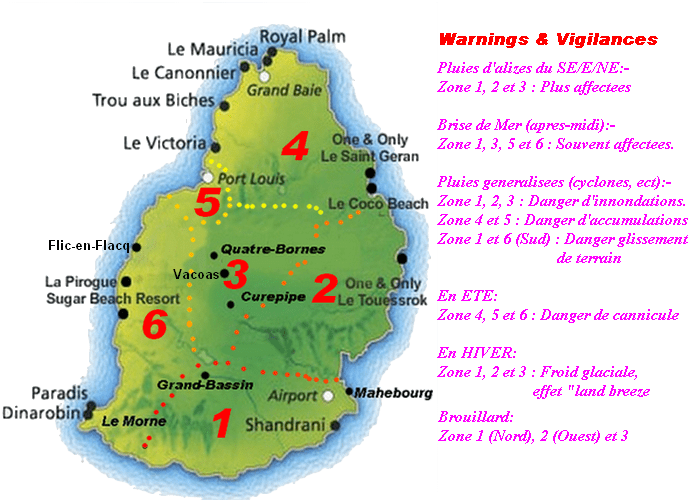 Pain Points Liés À L'île Maurice MétéoMaurice Map vigilances