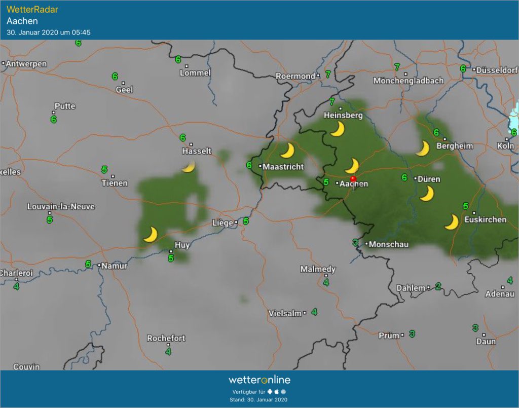 Wetterbericht für den 30. Januar 2020 Meteo Aachen