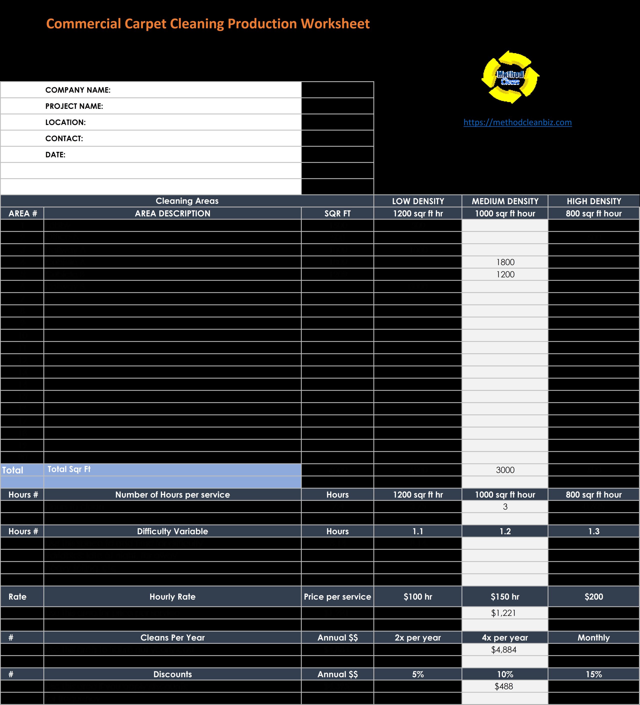 carpet cleaning production rates pricing