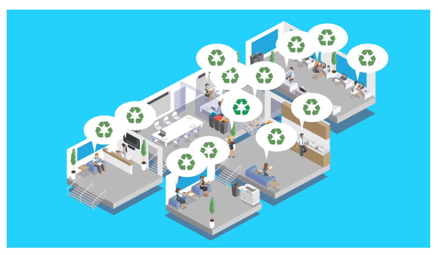 Open Plan Recycling Visible, Flexible, Beautiful Office Recycling