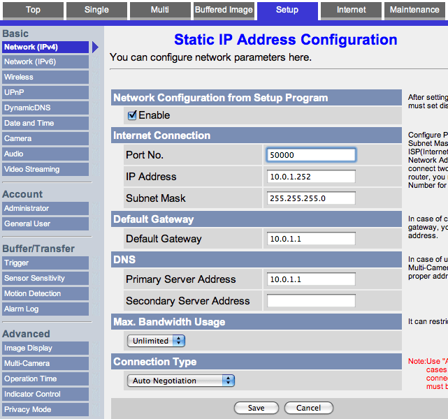 Panasonic Network Camera Setup Step 4 Configure Your Camera for