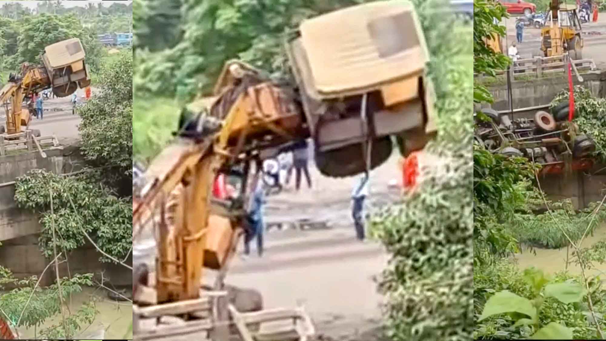 Shocking Crane Accident Plunges Both Crane And Its Operator Into River