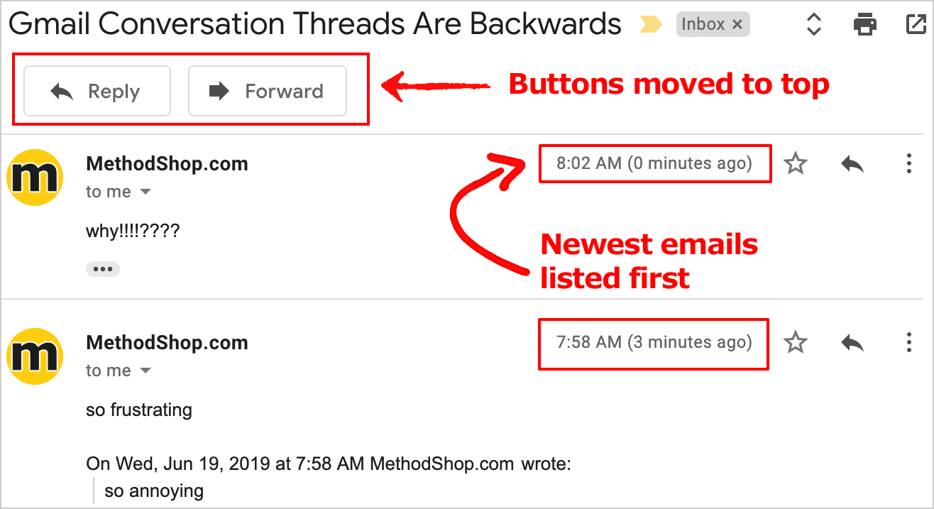 Fixed! Gmail Conversation View Order How To See New