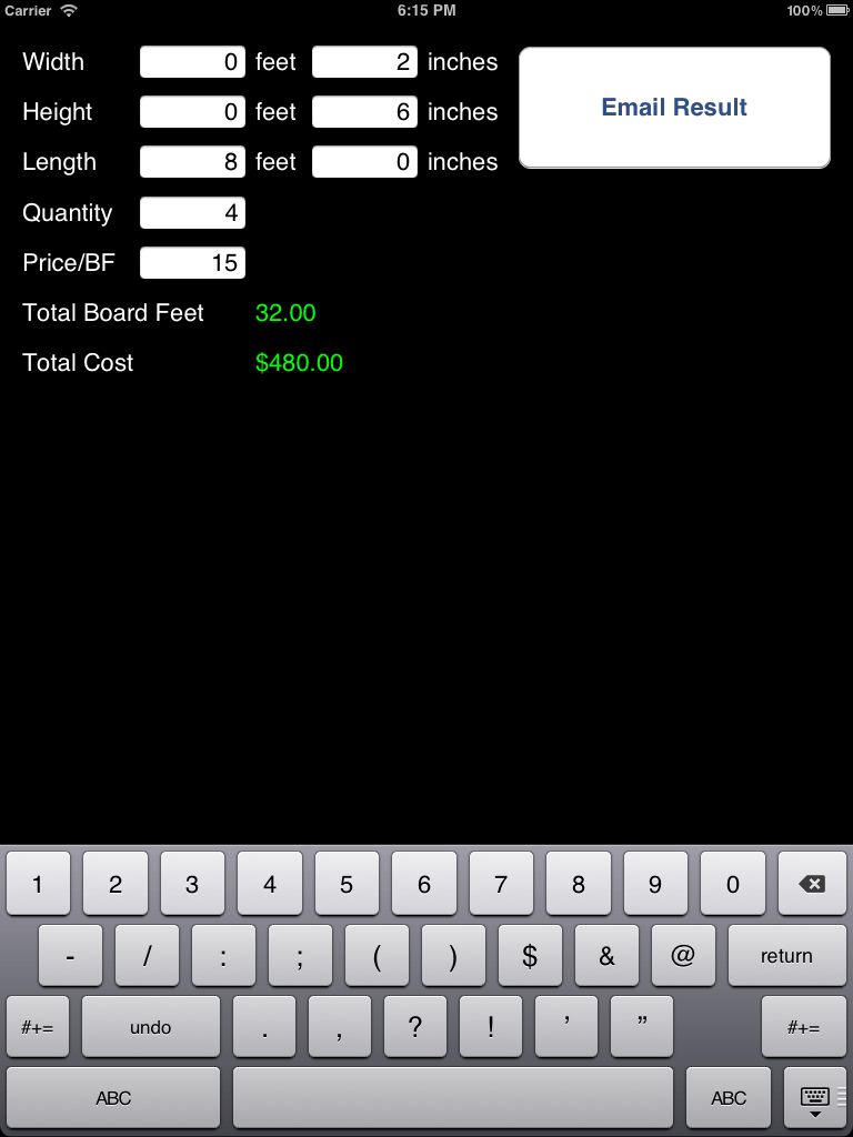 Board Feet Calculator iPad App for Lumber Calculations