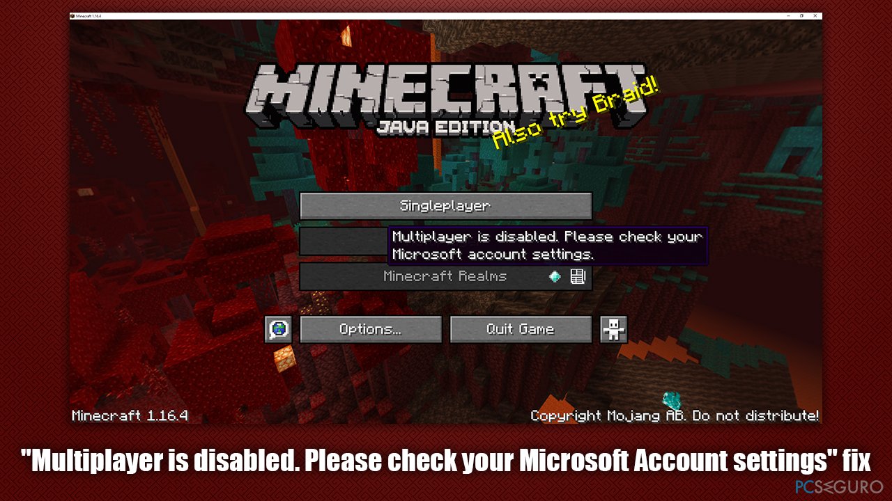 How to fix Minecraft error "Multiplayer is disabled. Please check your
