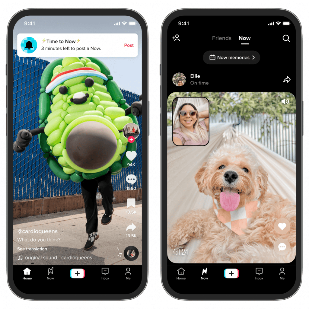 Infographic showing TikTok official app vs mod APK: left side shows secure lock icon, Play Store badge, and verified certificate; right side shows warning triangle, malware symbols, and broken shield