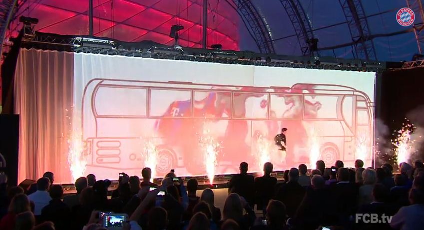 Bayern Munich go completely over the top to unveil team bus outside