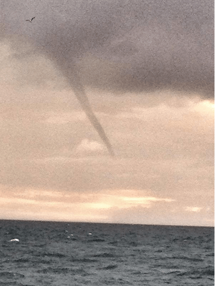 Tornado, or waterspout, spotted above the mouth of the River Mersey