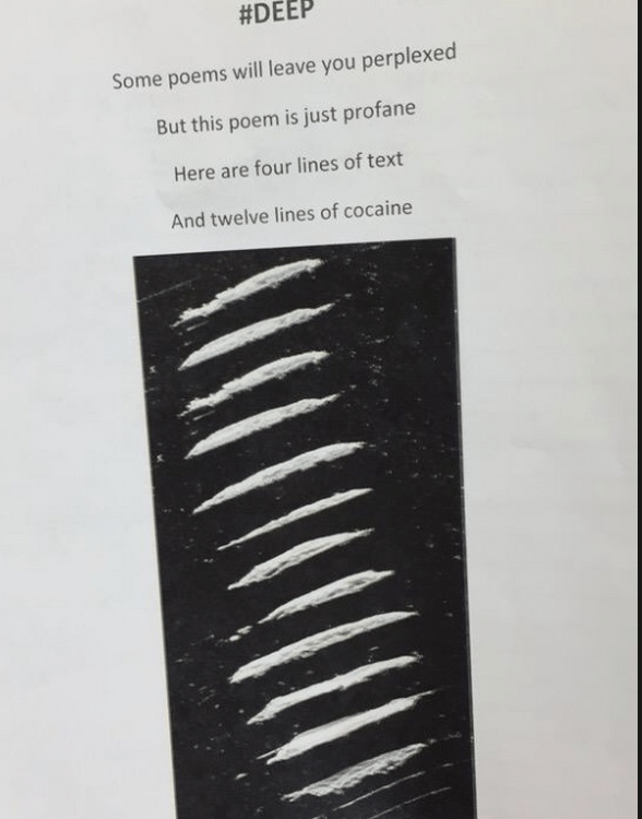 A student was told to write a 16 line poem this was the result