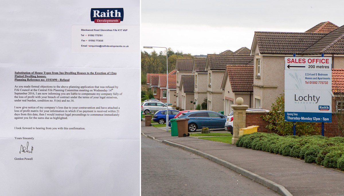 Raith Developments sues residents for £74,000 each after they objected